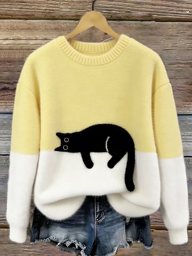 Evelyn | Cat Motif Oversized Sweater