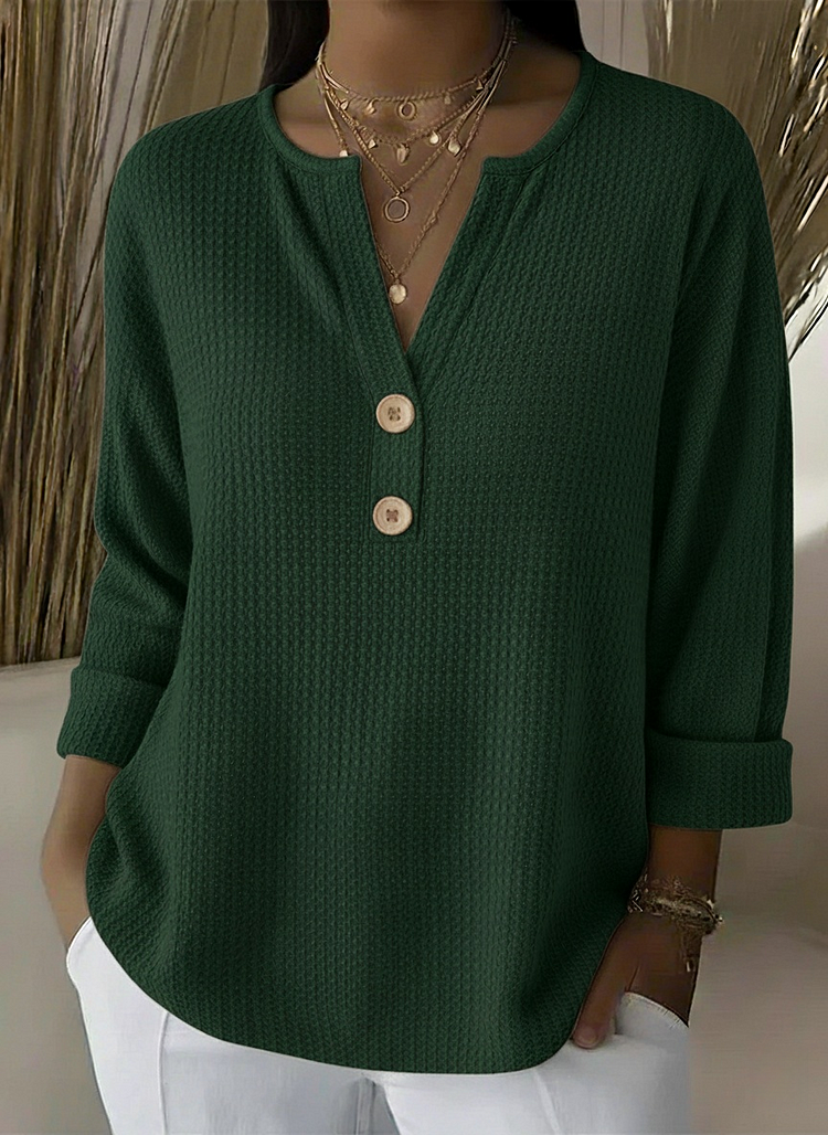 Alice | Waffle Knit Henley Top
