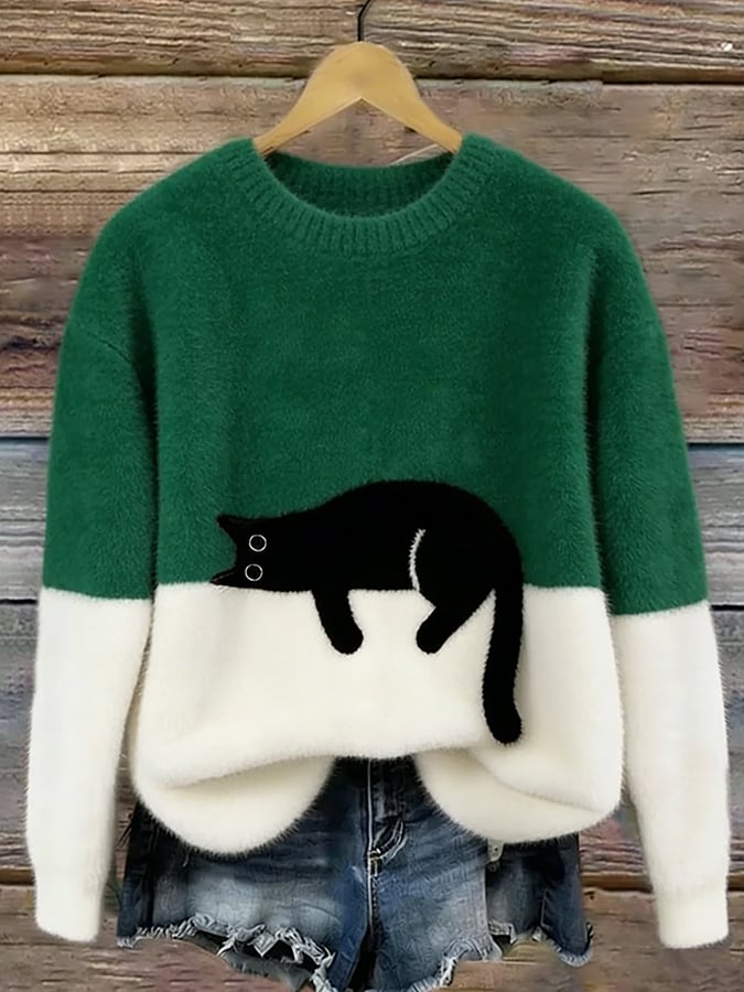 Evelyn | Cat Motif Oversized Sweater