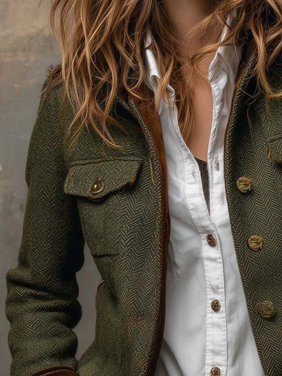 Clarissa | Vintage Blazer with Contrast Chevron Trim