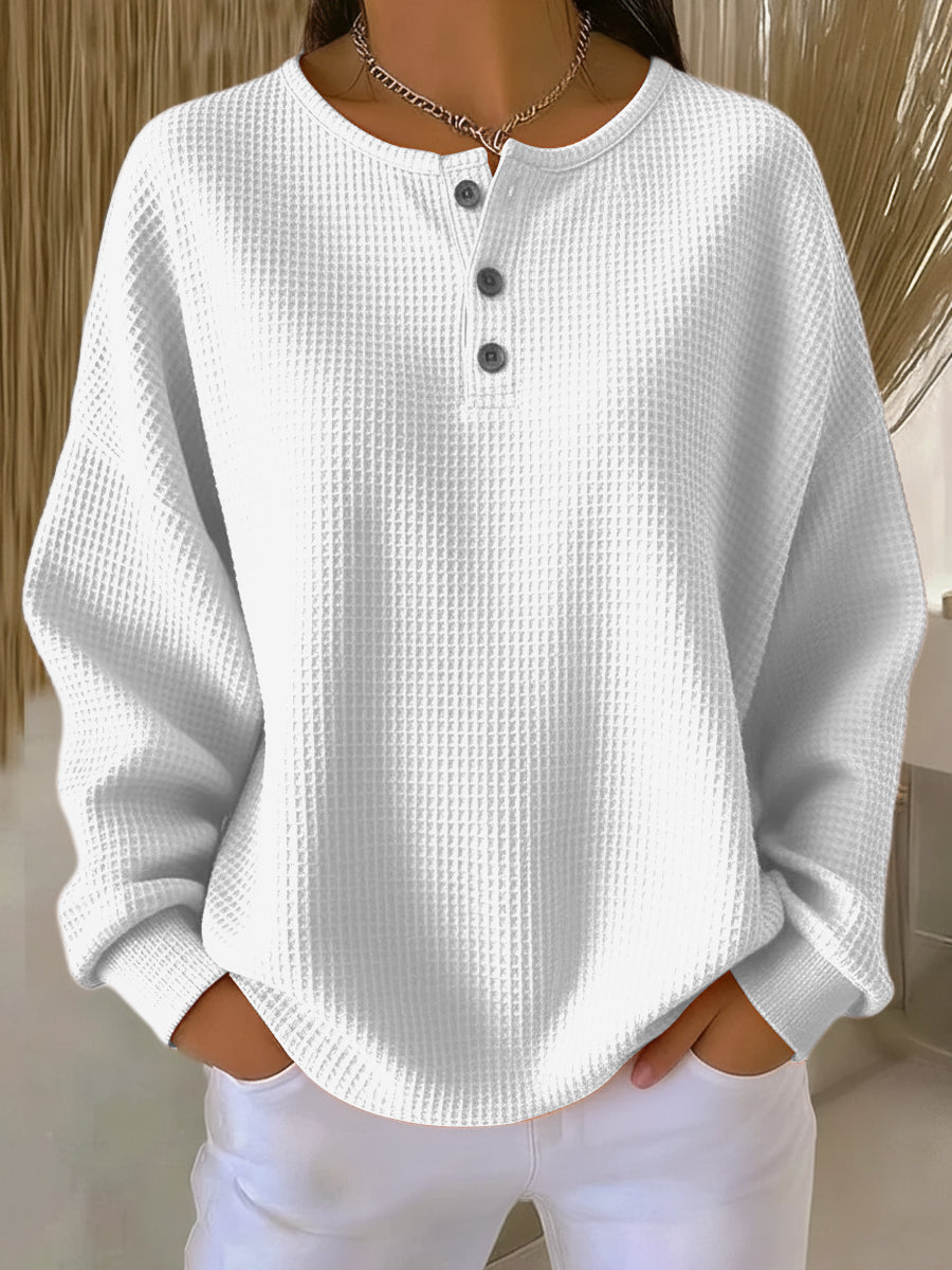 Blanche | Waffle Henley Sweatshirt