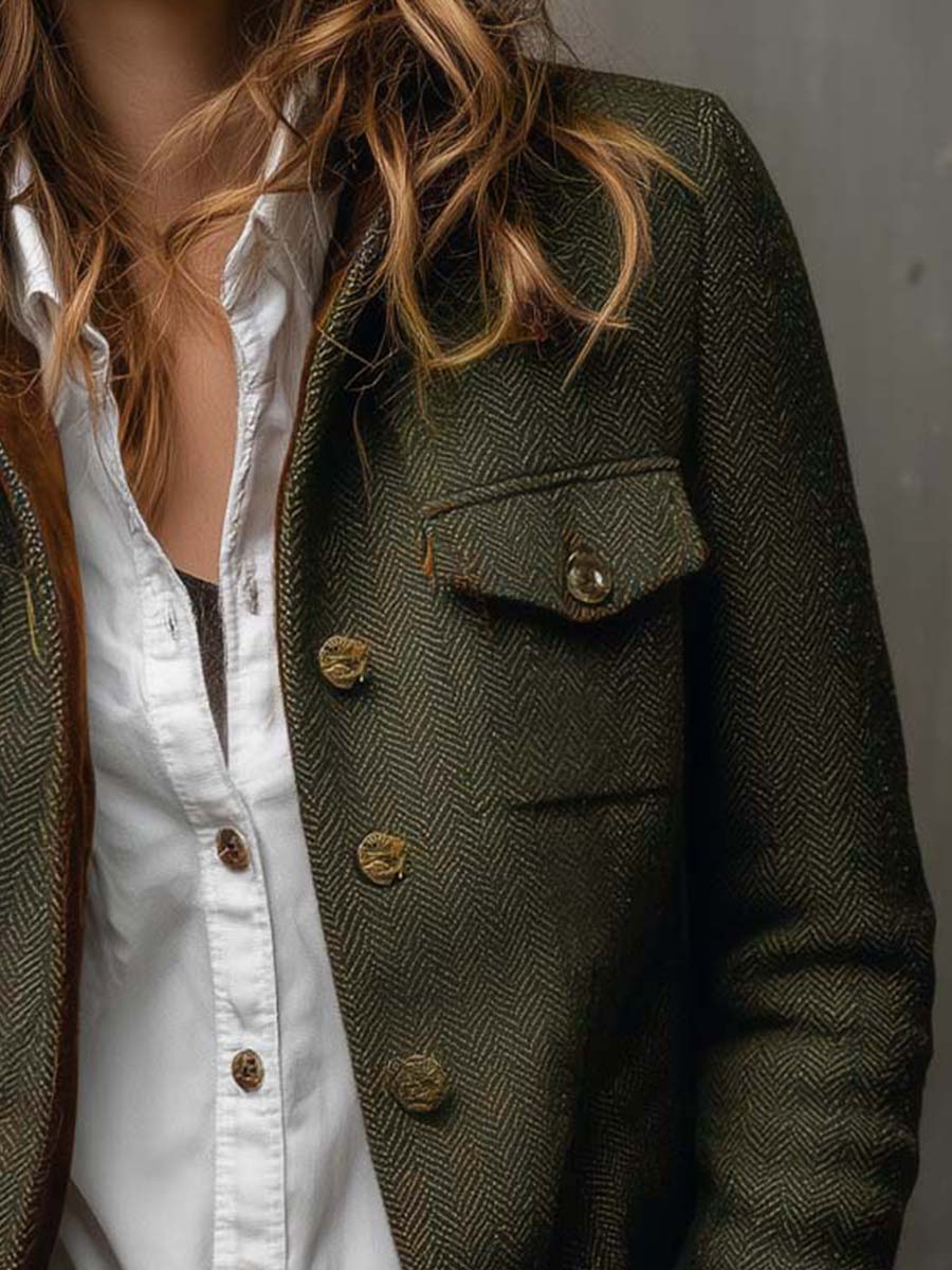 Clarissa | Vintage Blazer with Contrast Chevron Trim