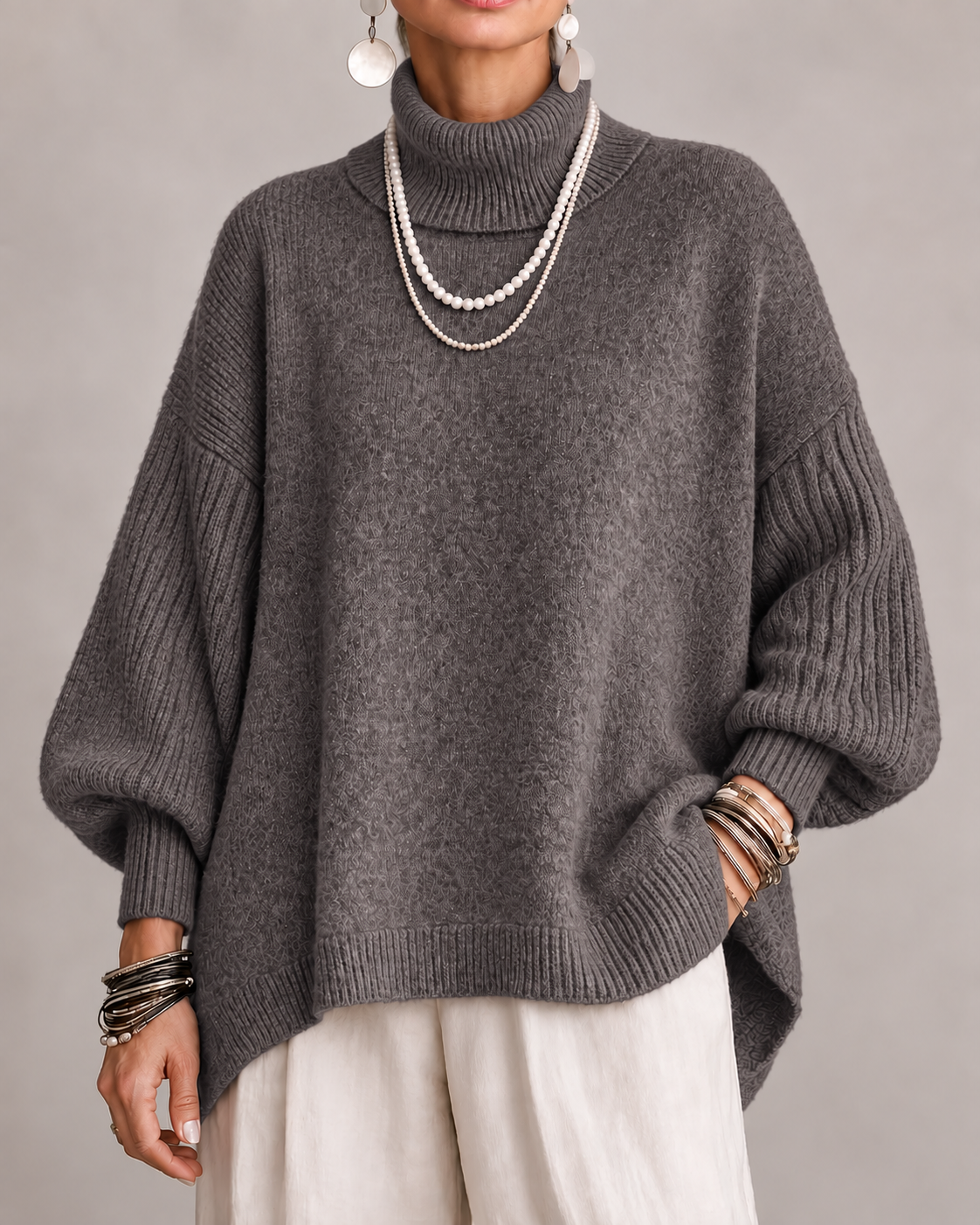 Moira | Elegant High-Low Turtleneck Sweater