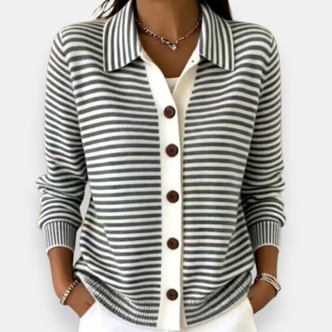 Nancy | Striped Collar Cardigan