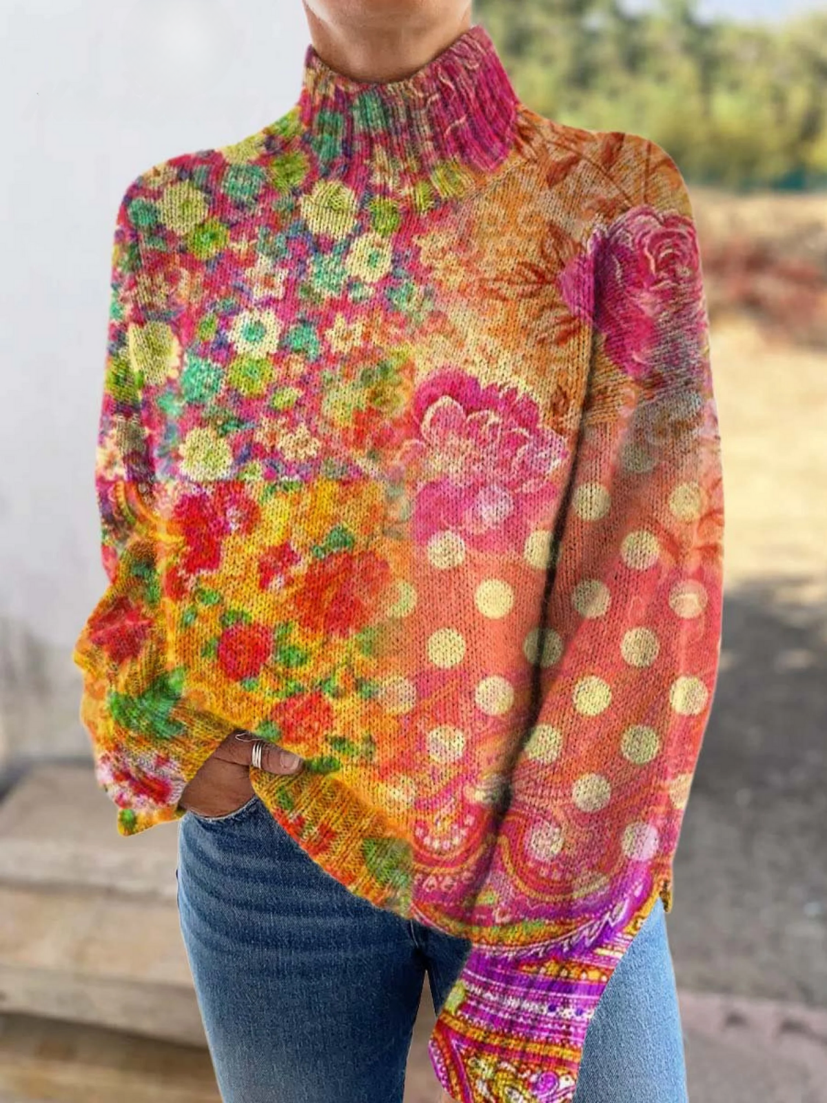 Flossie | Floral Polka Dot Turtleneck