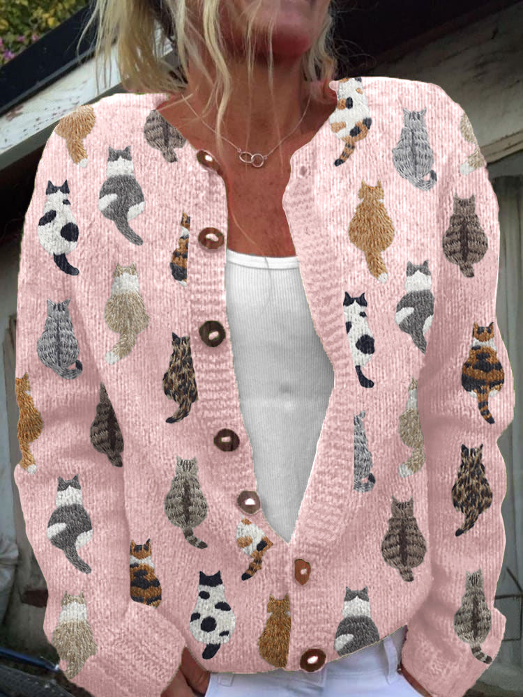 Clementine | Cosy Cat Print Cardigan