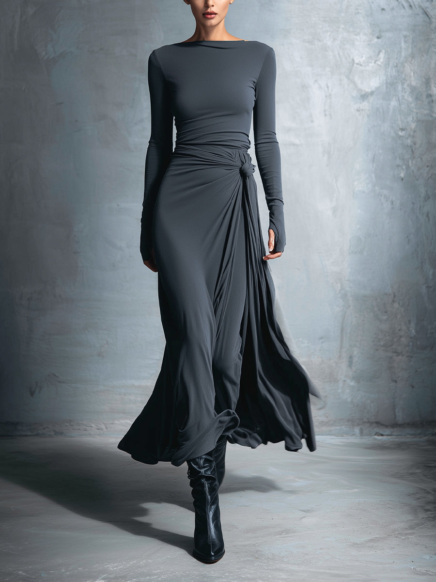 Martha | Maxi Wrap Dress with Knot Detail