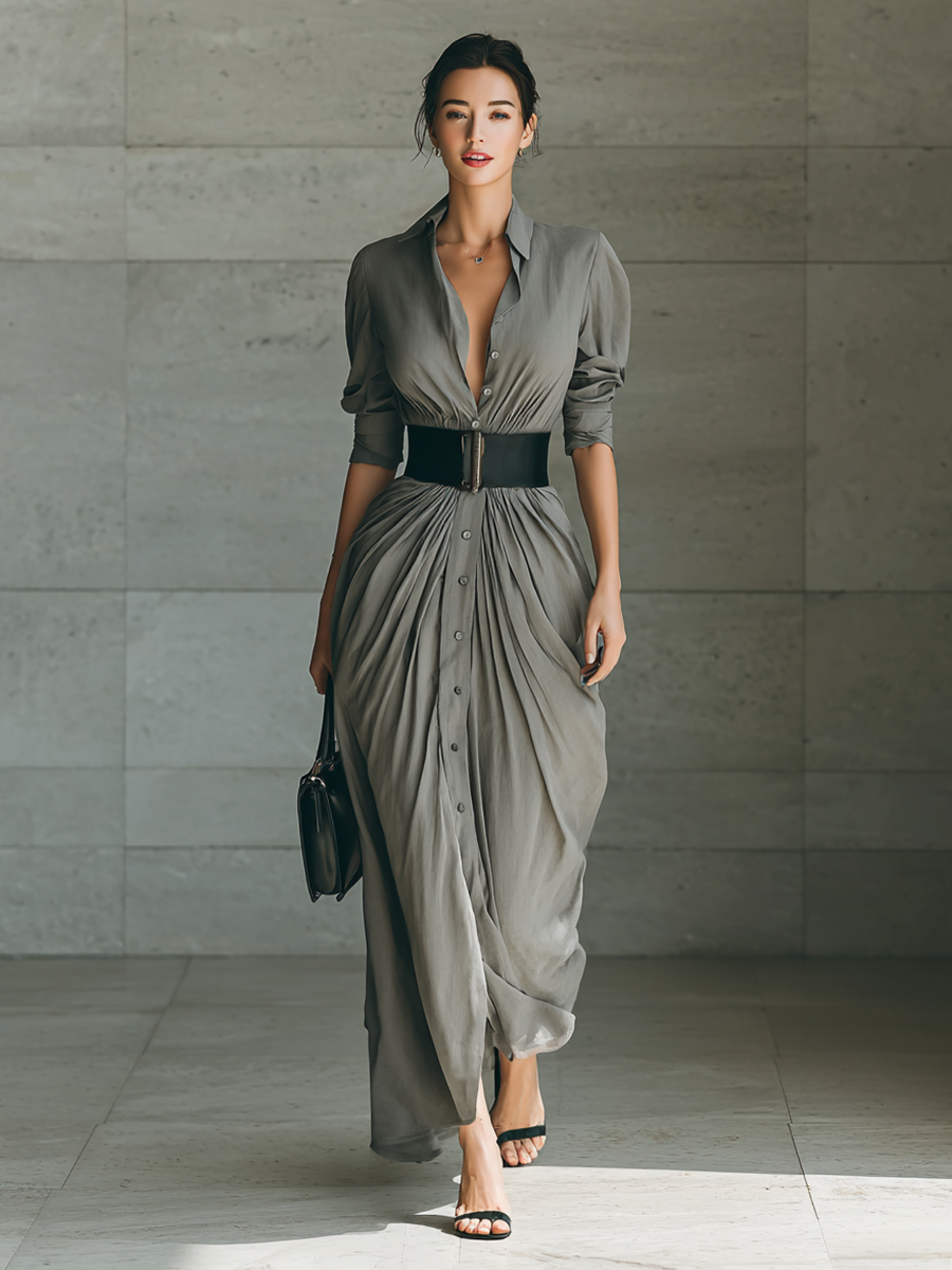 Sylvia | Long Pleated Dress
