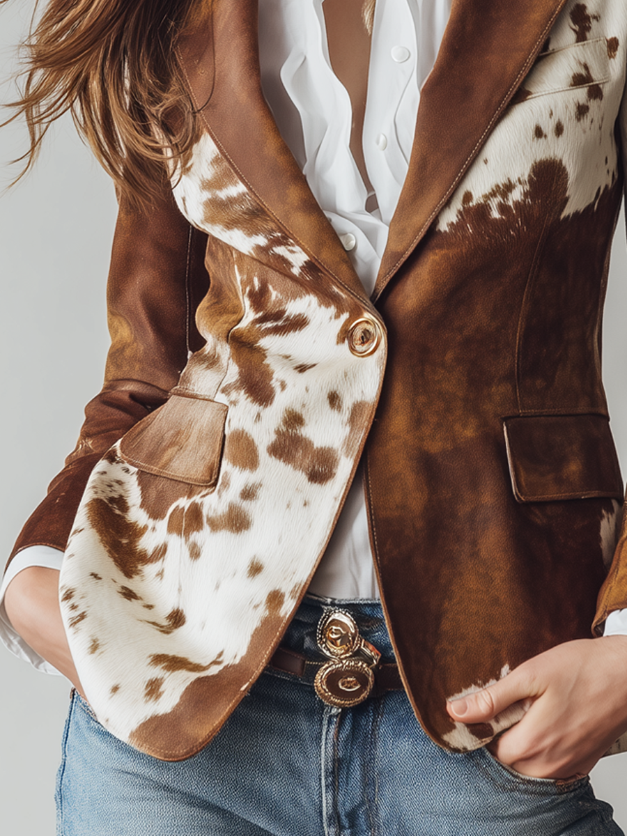 Lesley | Vintage Cow Print Blazer