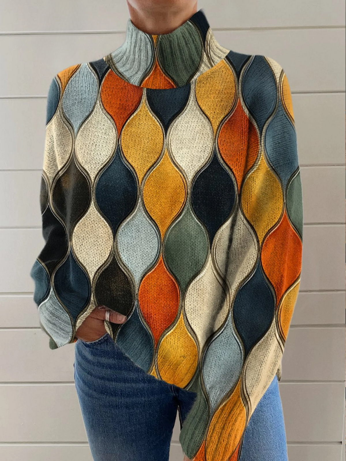 Nicola | Abstract Pattern Turtleneck