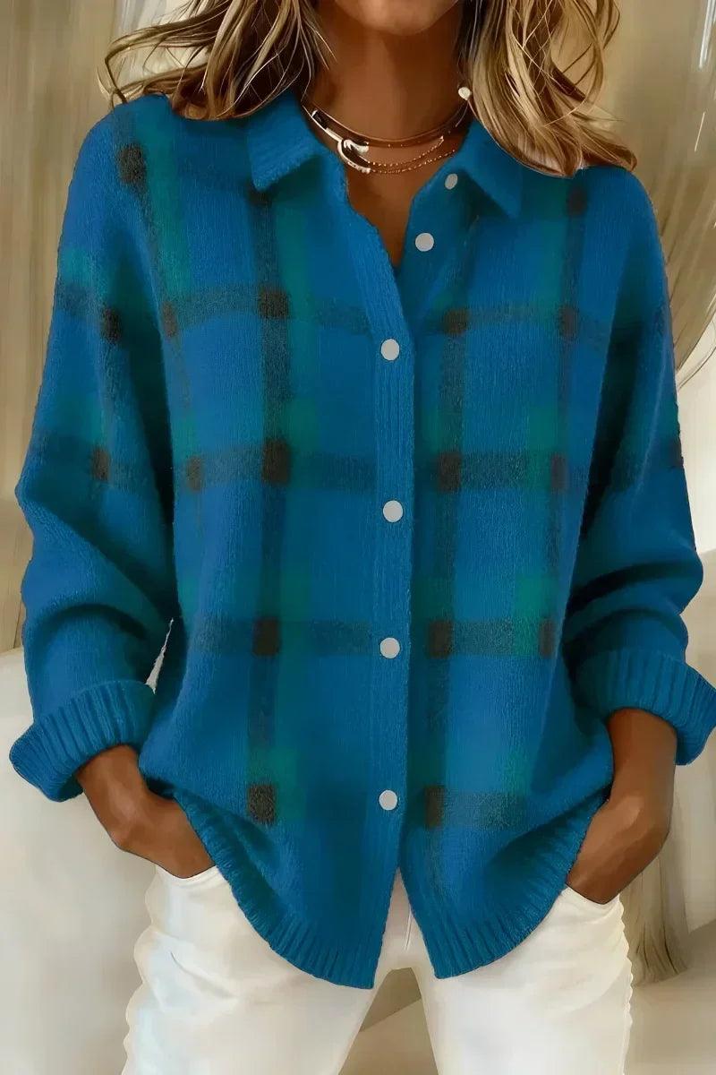 Rhoda | Brushed Knit Plaid Cardigan