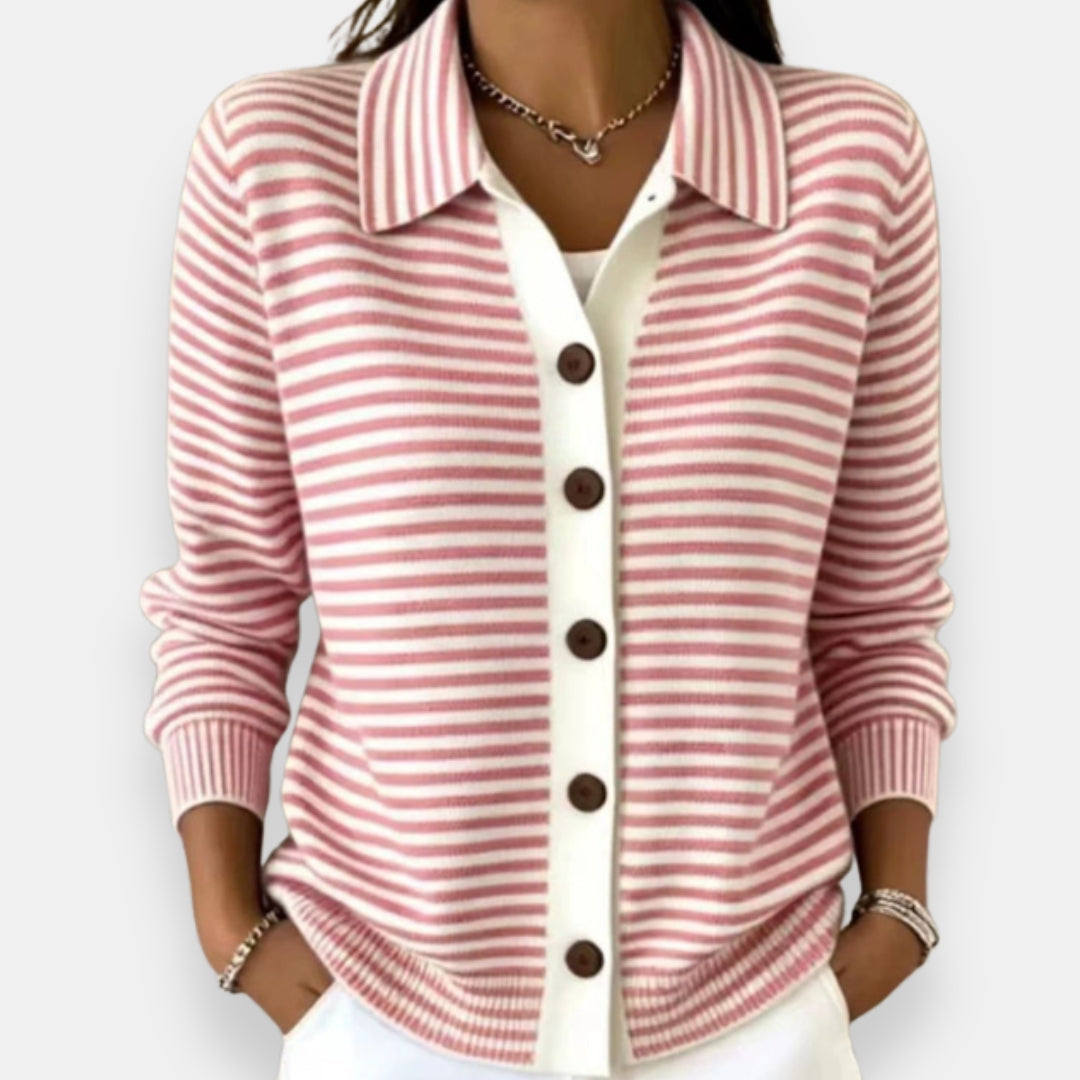 Nola | Striped Collared Cardigan