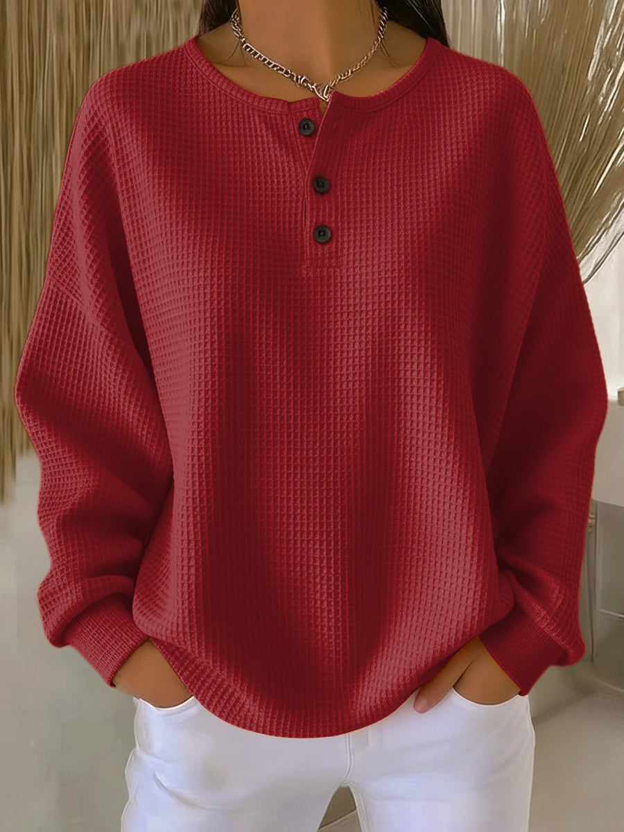 Blanche | Waffle Henley Sweatshirt