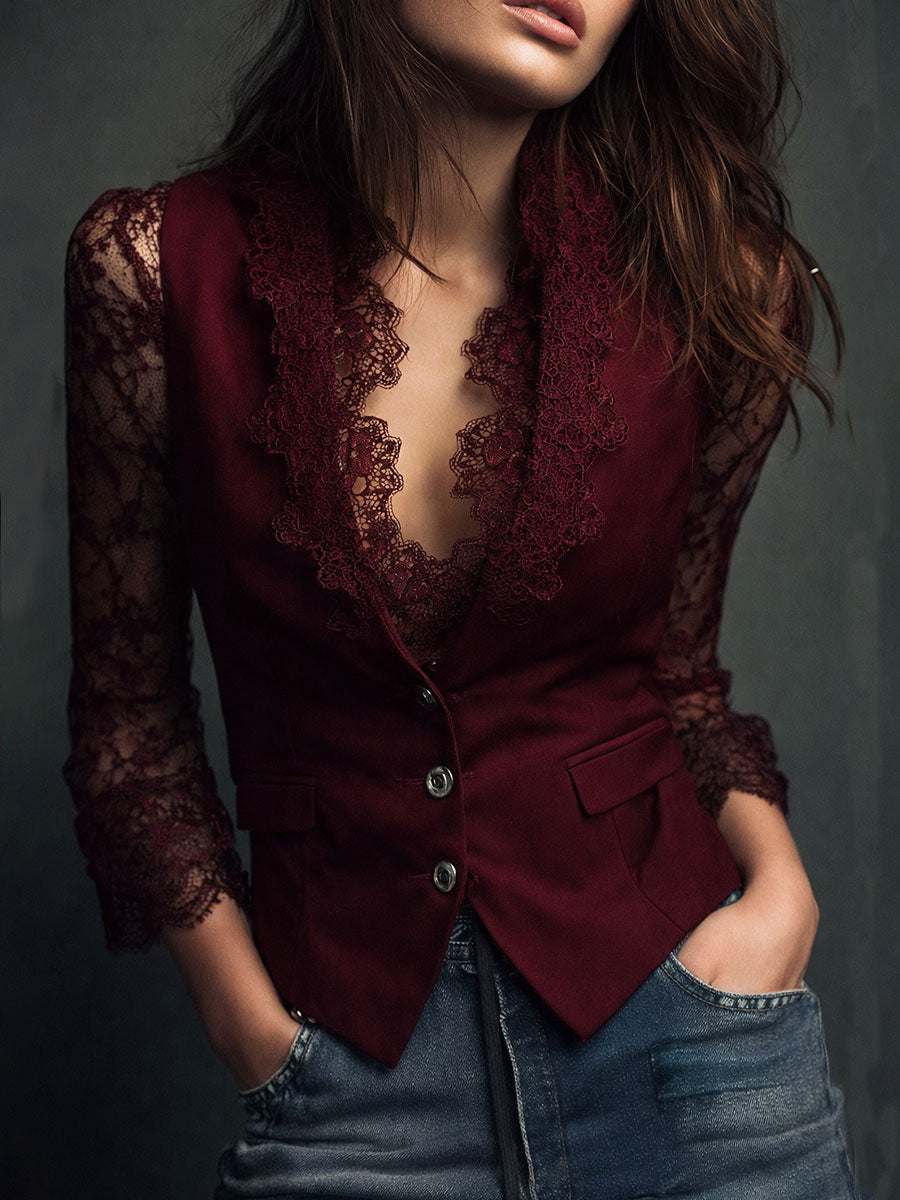 Rhona | Blazer with Semi-Sheer Sleeves
