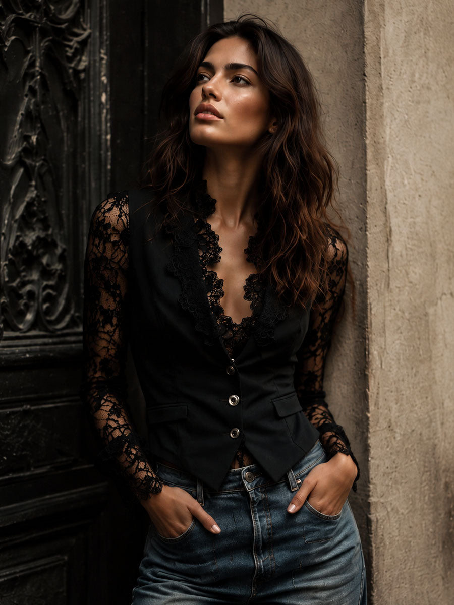 Rhona | Blazer with Semi-Sheer Sleeves