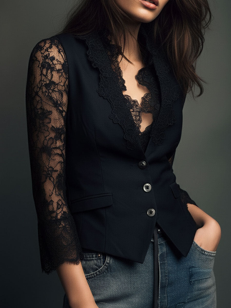 Rhona | Blazer with Semi-Sheer Sleeves