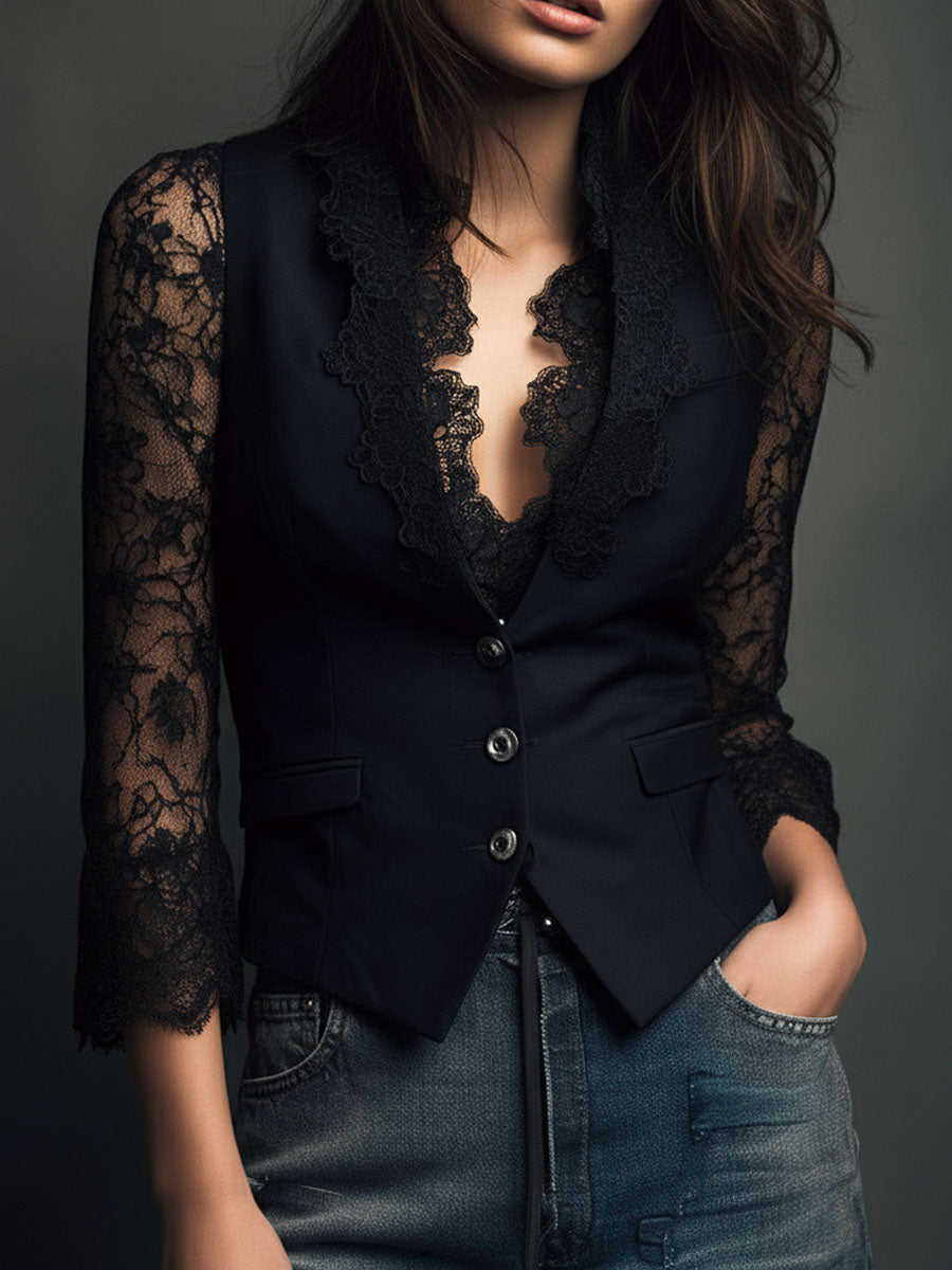 Rhona | Blazer with Semi-Sheer Sleeves