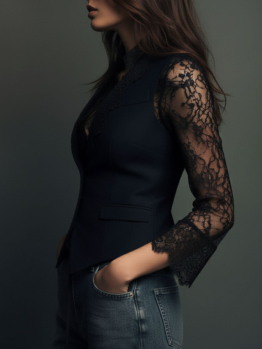 Rhona | Blazer with Semi-Sheer Sleeves