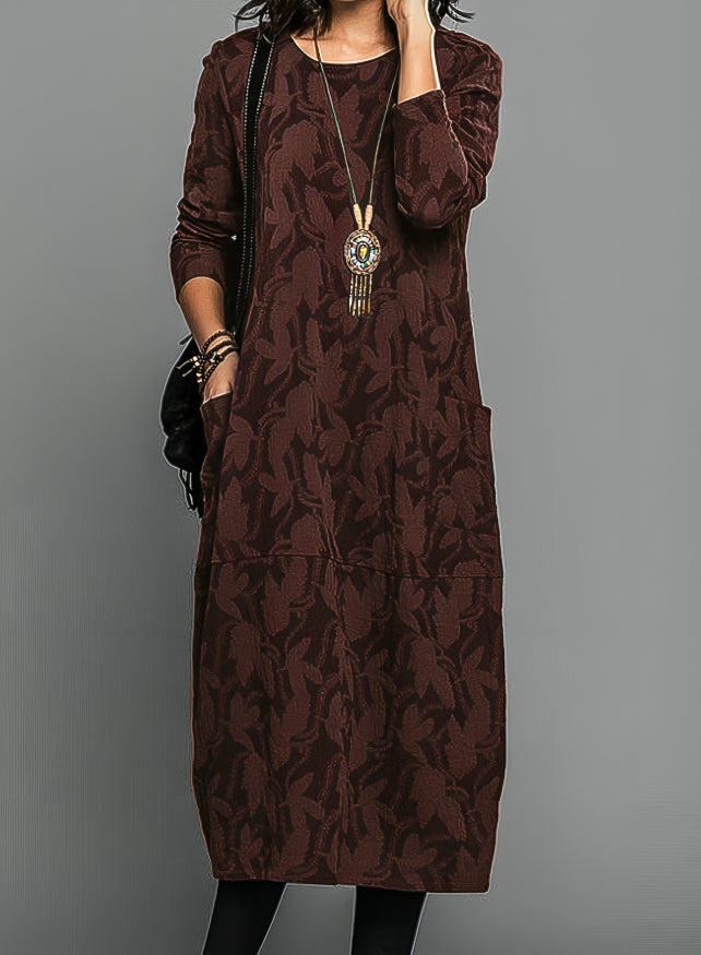 Rosemary | Autumn Leaf Print Midi Dress
