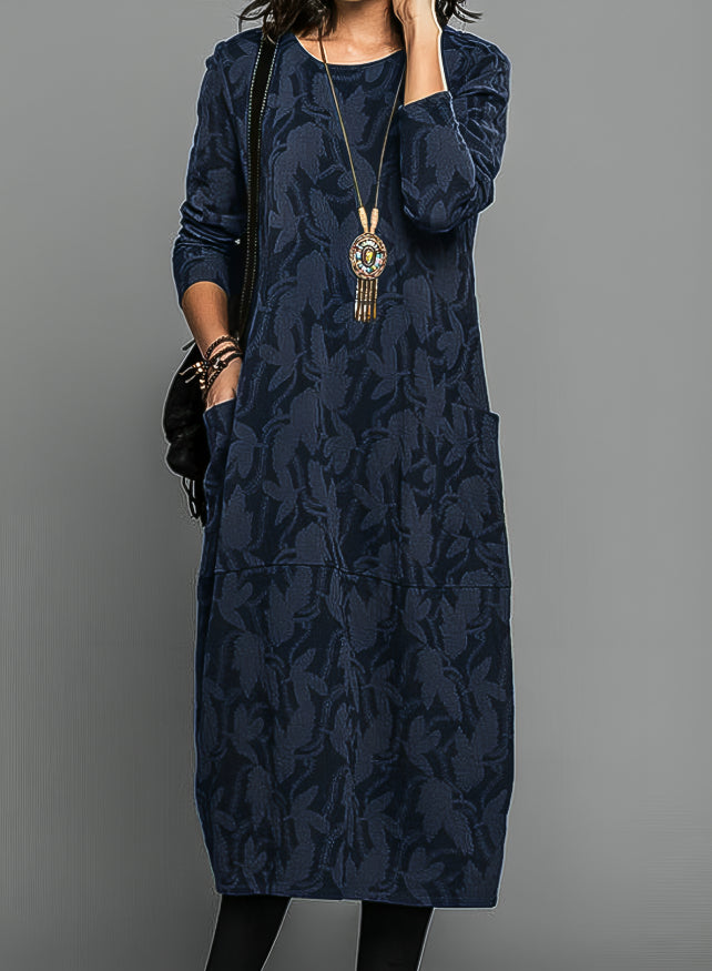 Rosemary | Autumn Leaf Print Midi Dress