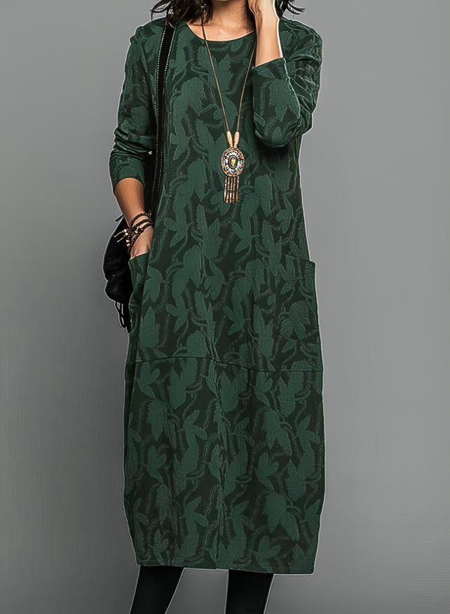 Rosemary | Autumn Leaf Print Midi Dress