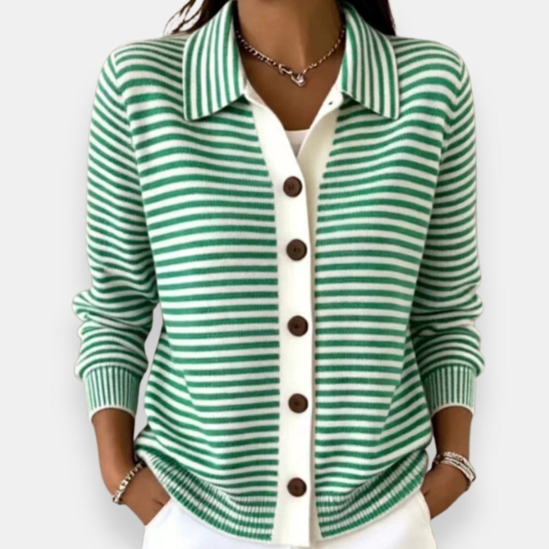 Pearl | Striped Button-Front Cardigan