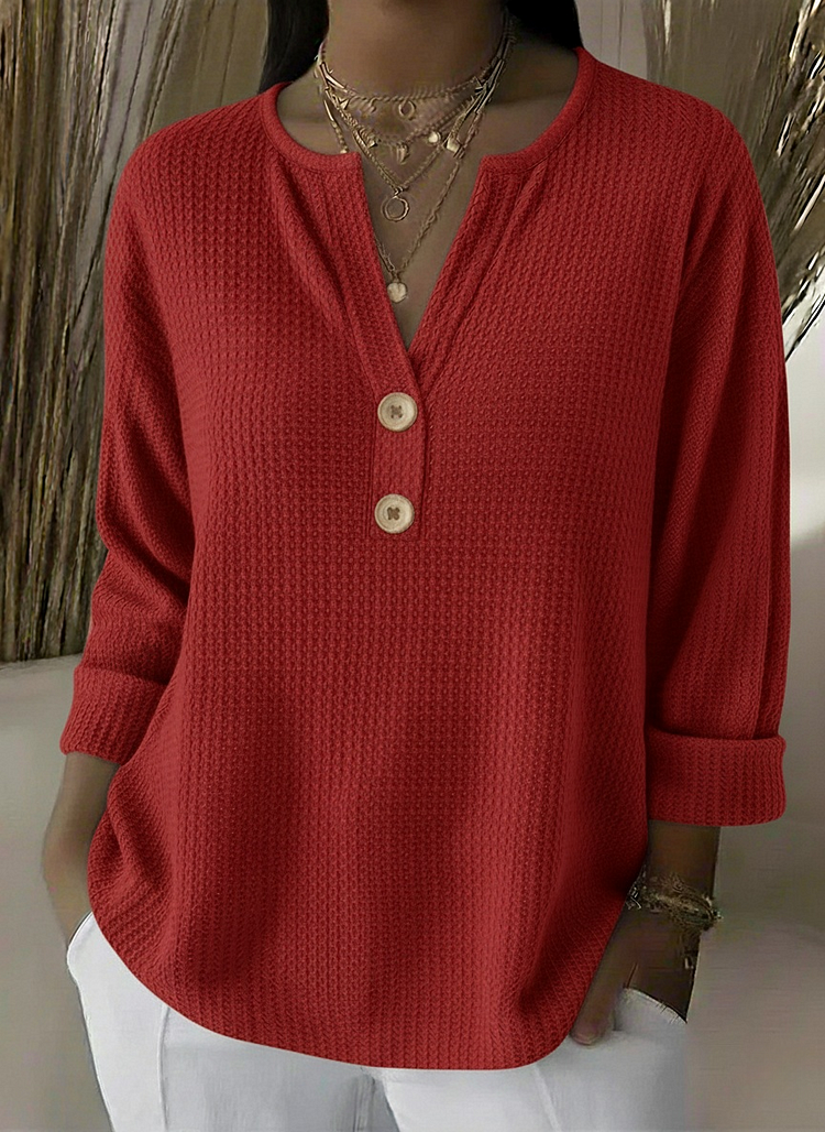 Alice | Waffle Knit Henley Top