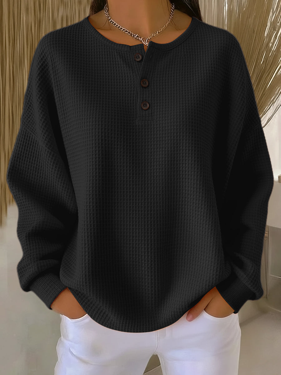 Blanche | Waffle Henley Sweatshirt