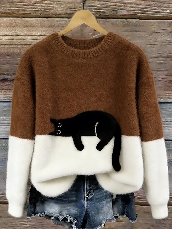 Evelyn | Cat Motif Oversized Sweater