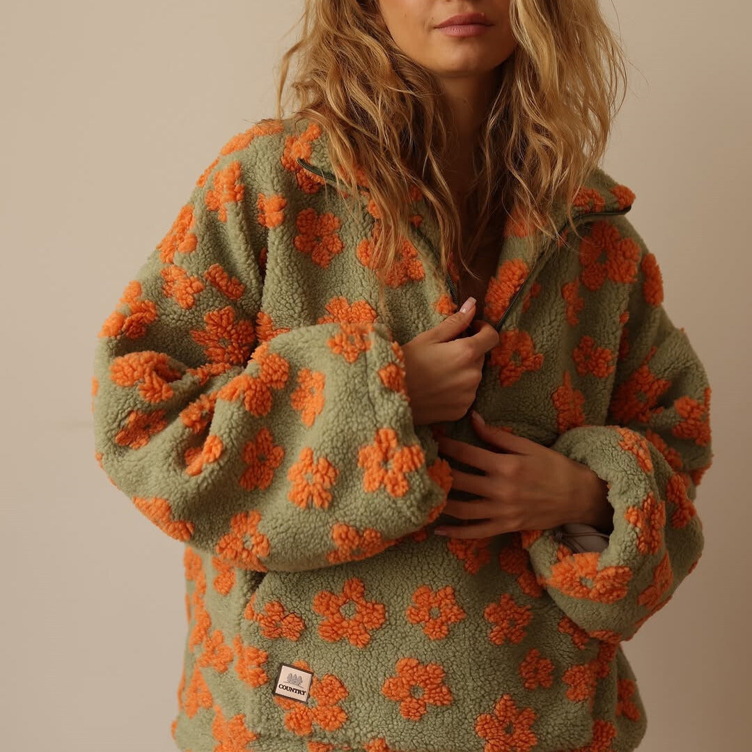 Posy | Floral Sherpa Fleece Sweater