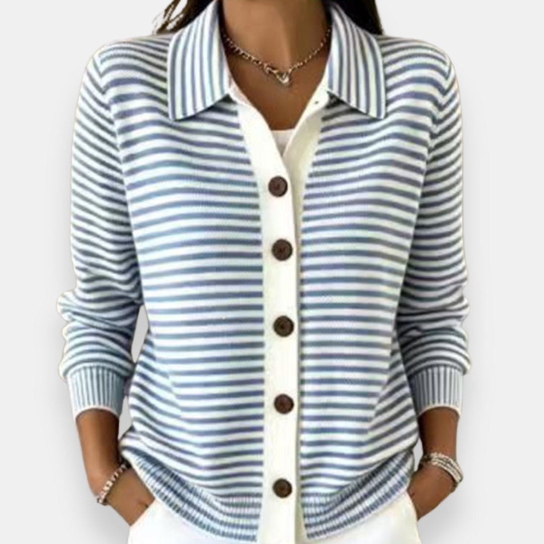 Pearl | Striped Button-Front Cardigan