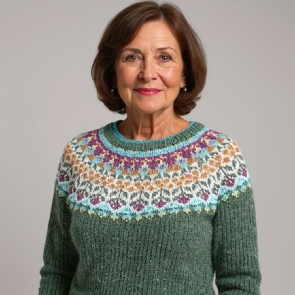 Abigail | Dark Green Fair Isle Yoke Sweater