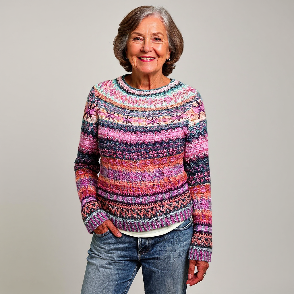 Amy | Pink Multicolour Striped Sweater