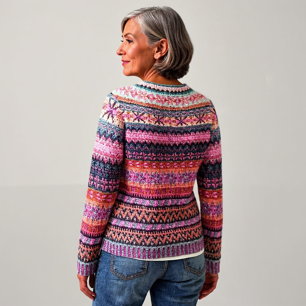 Amy | Pink Multicolour Striped Sweater