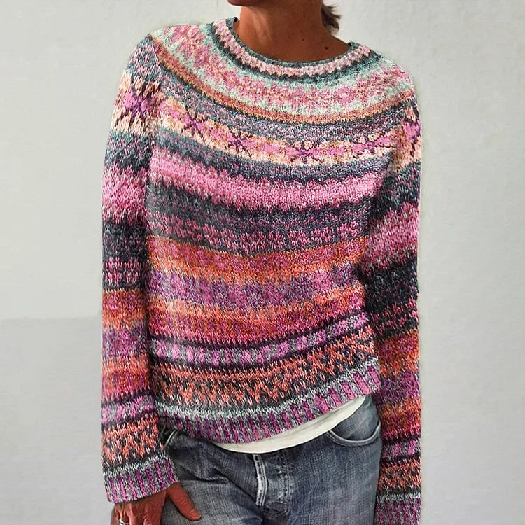 Amy | Pink Multicolour Striped Sweater