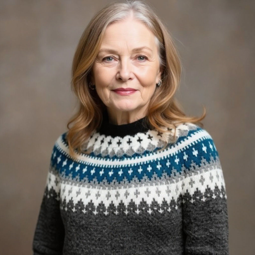 April | Charcoal Fair Isle Yoke Sweater