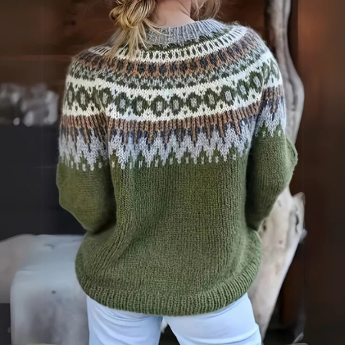 Margery | Wide-Shoulder Pattern Sweater