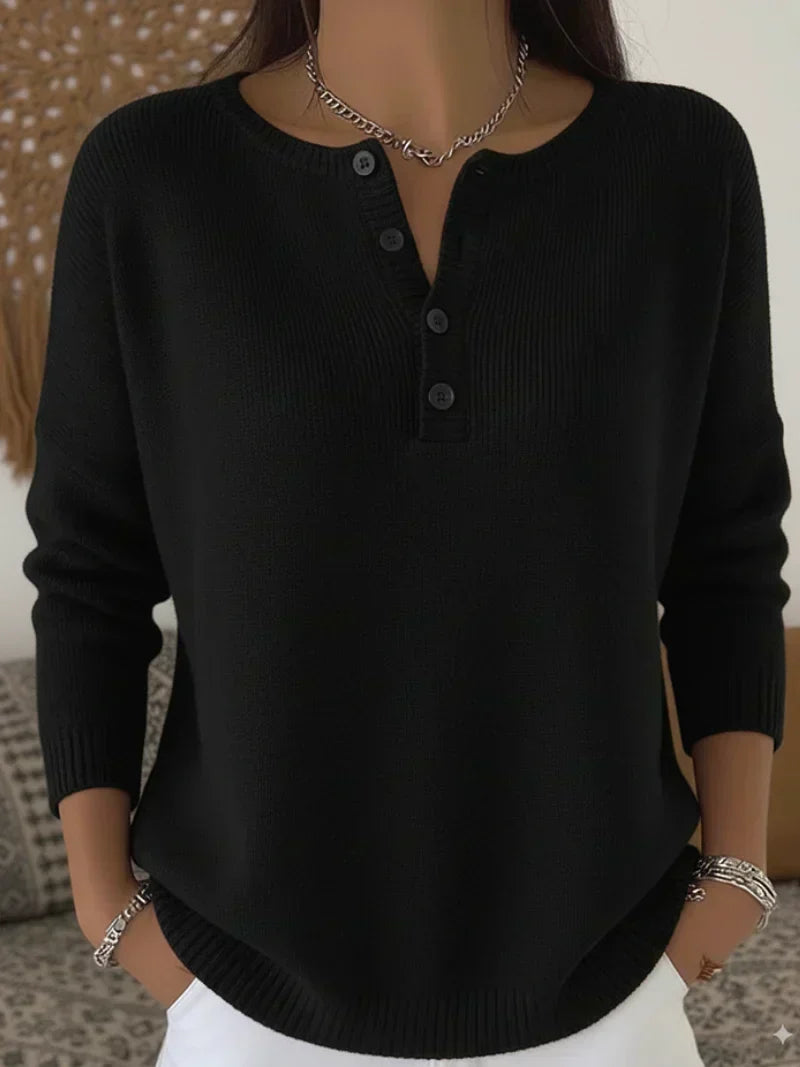Gracie | Henley Button Knit Sweater