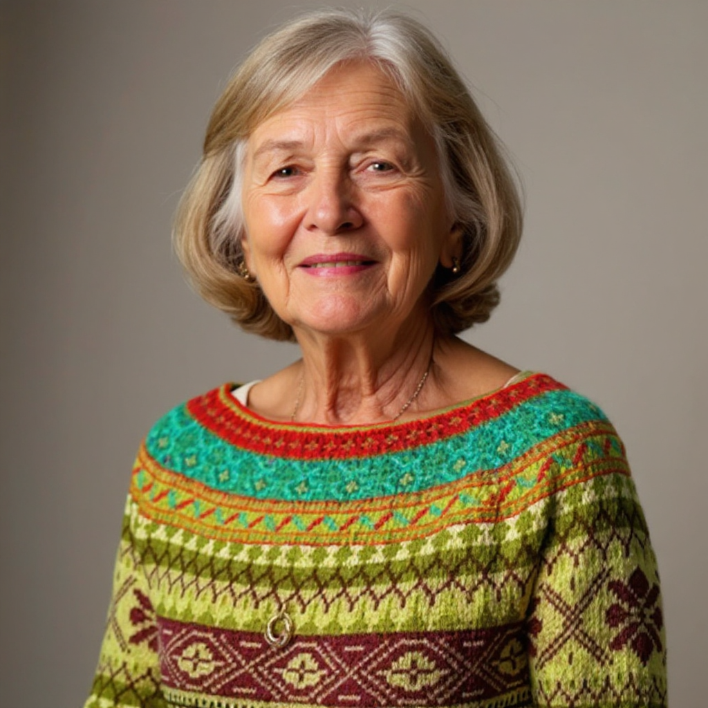 Caitlin | Green and Orange Patterned Knit Sweater