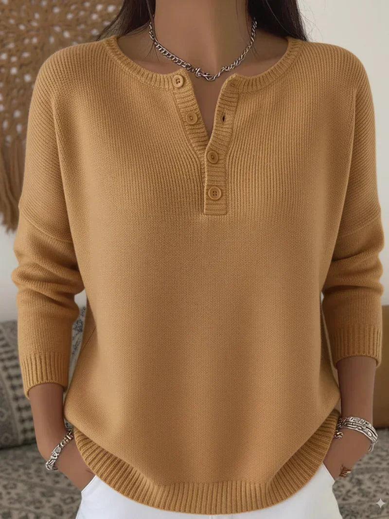 Gracie | Henley Button Knit Sweater