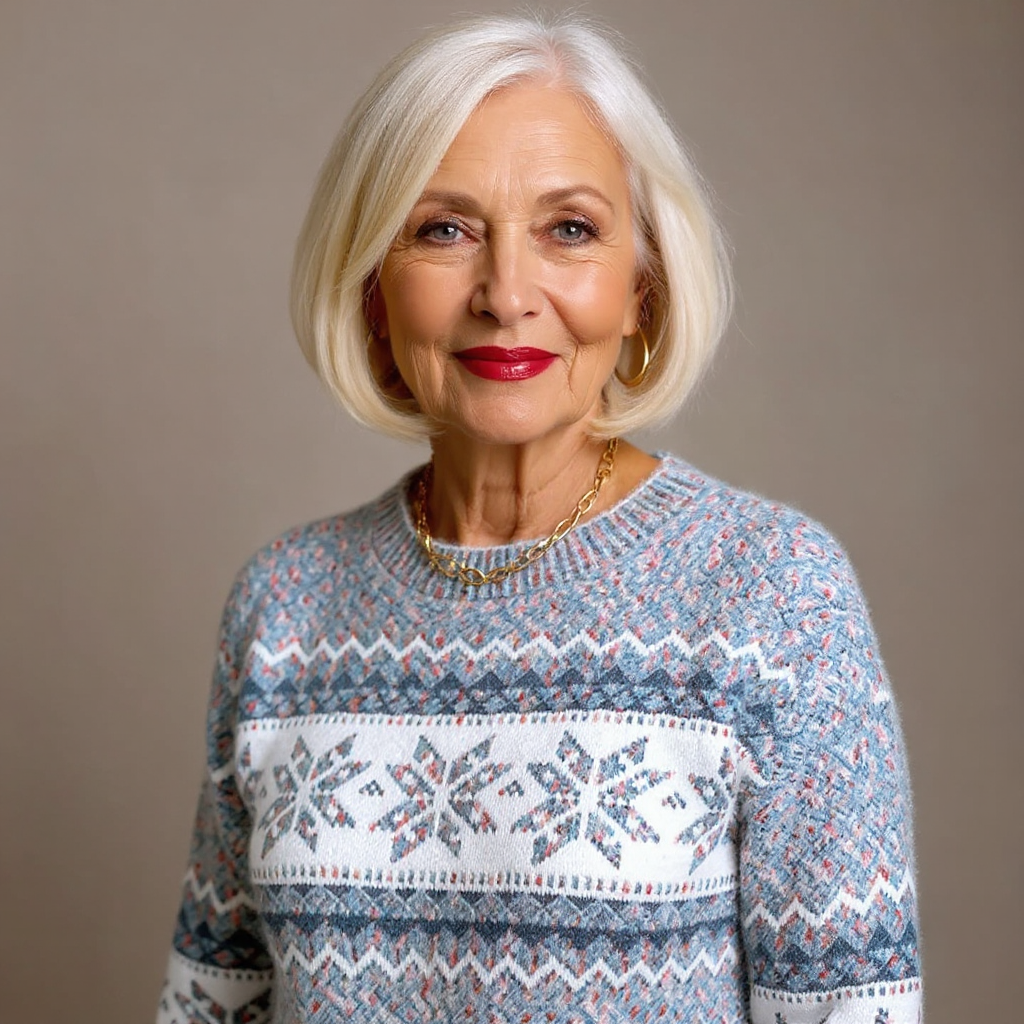 Caroline | Snowflake Band Knit Sweater