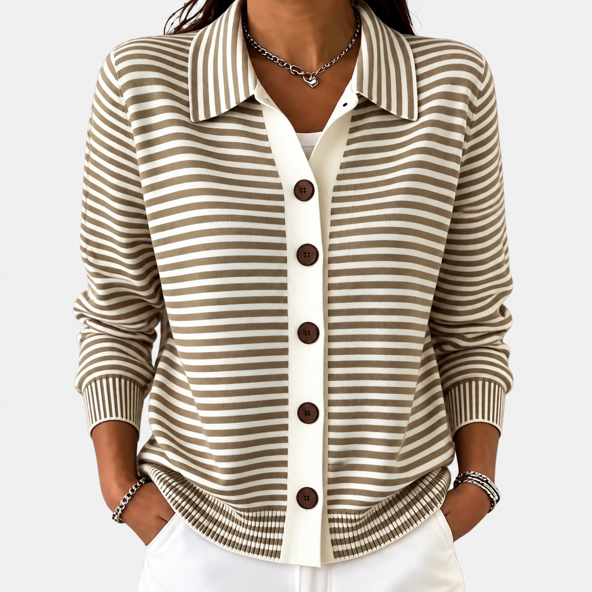 Nola | Striped Collared Cardigan