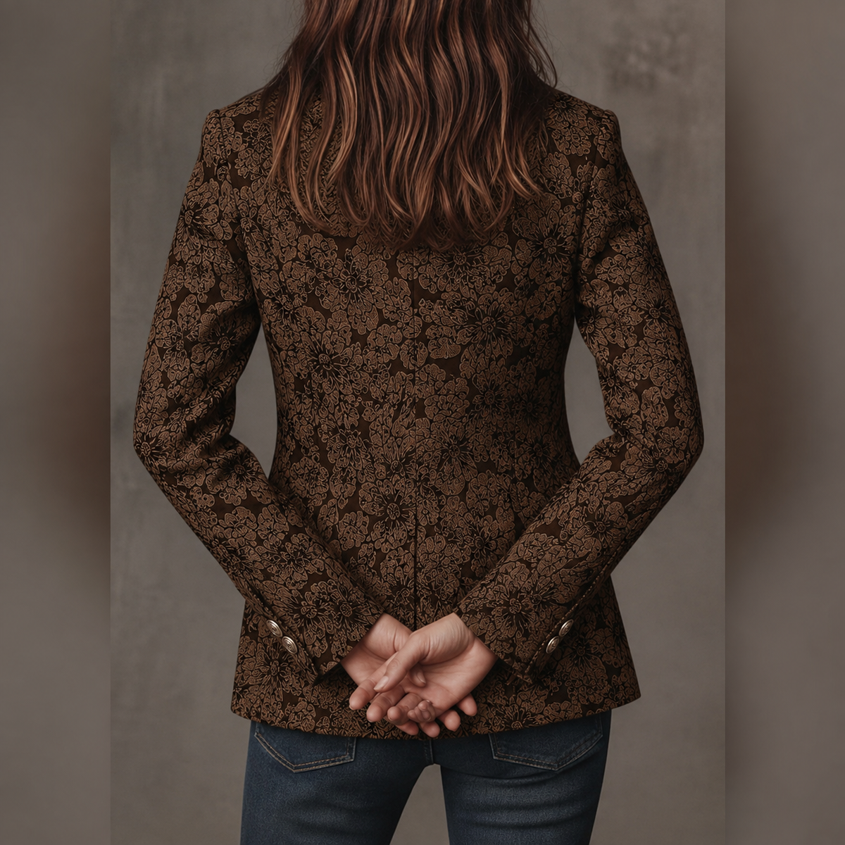 Carys | Fitted Paisley Jacquard Blazer
