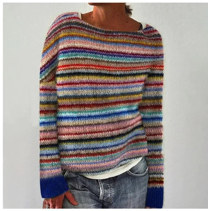 Christina | Rainbow Striped Knit Sweater
