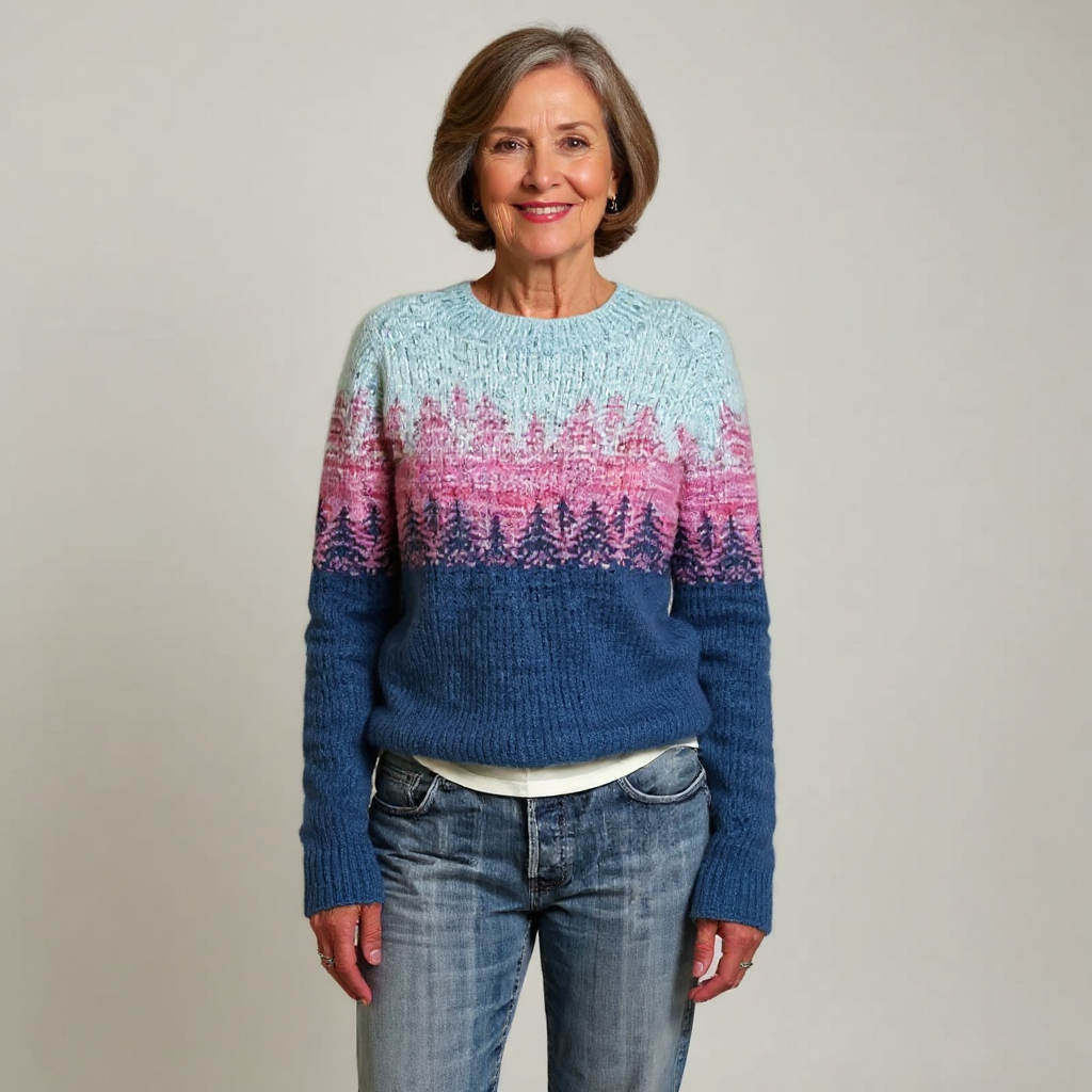 Cynthia | Ombre Pine Tree Colour-Block Sweater