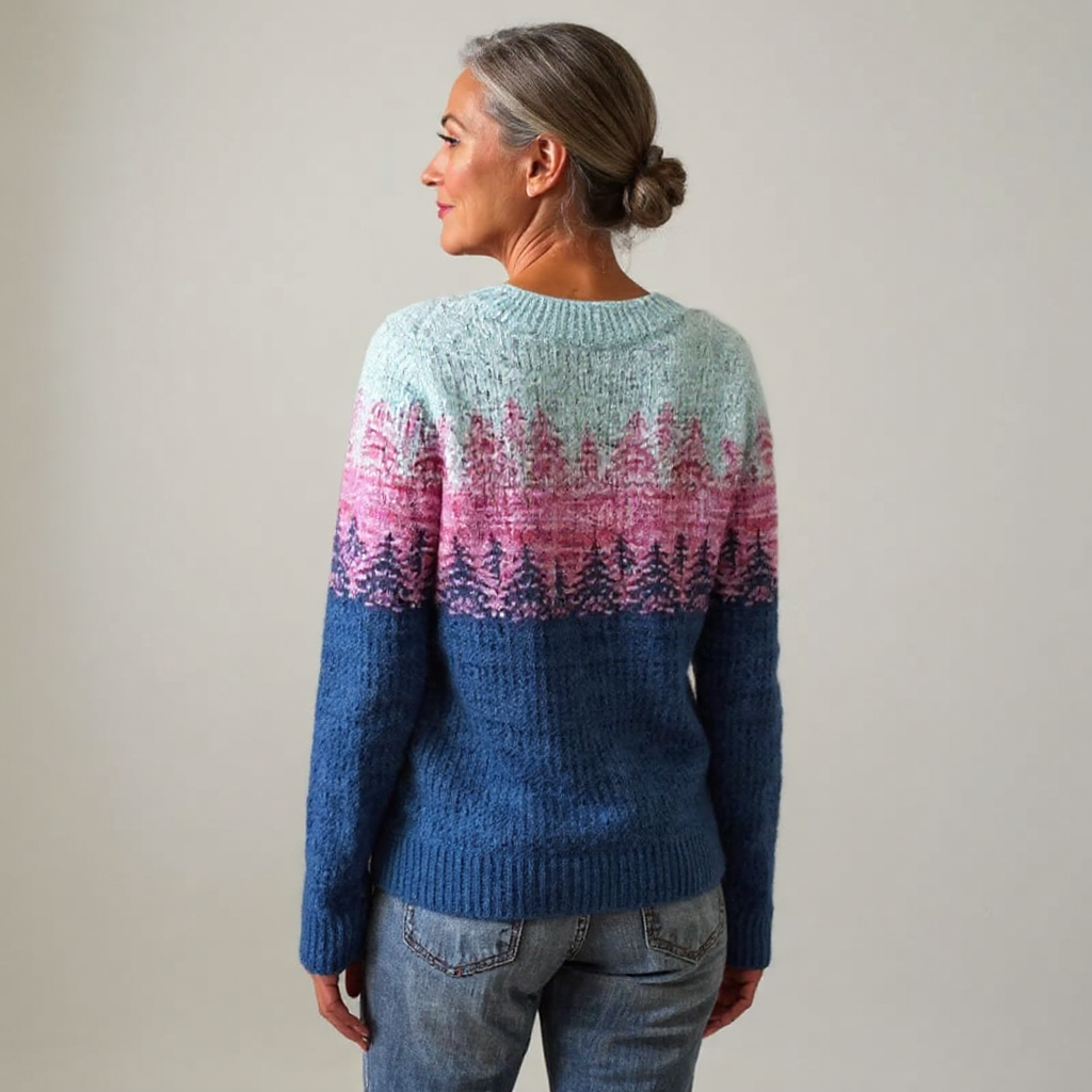 Cynthia | Ombre Pine Tree Colour-Block Sweater