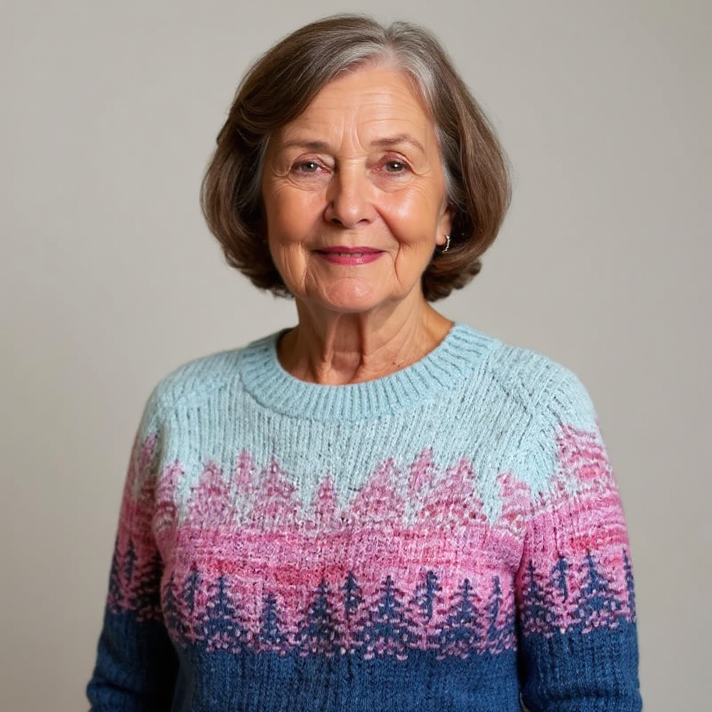 Cynthia | Ombre Pine Tree Colour-Block Sweater