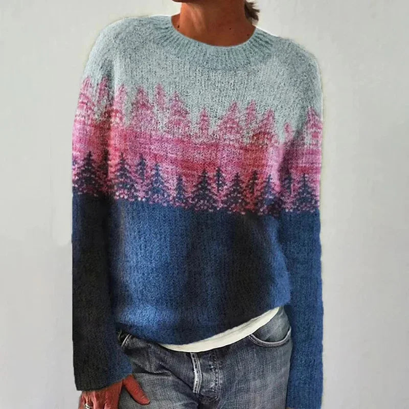 Cynthia | Ombre Pine Tree Colour-Block Sweater