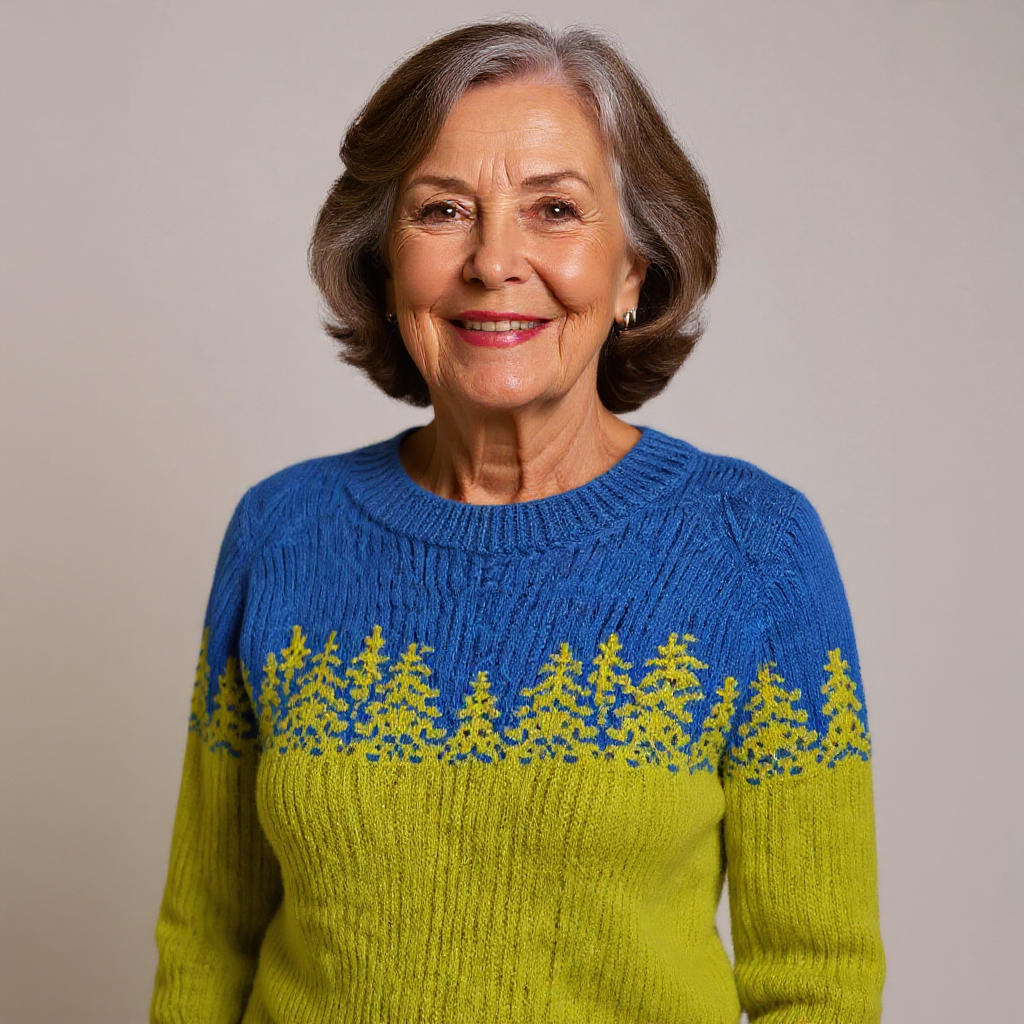 Ellen | Blue and Yellow Forest Colour-Block Sweater