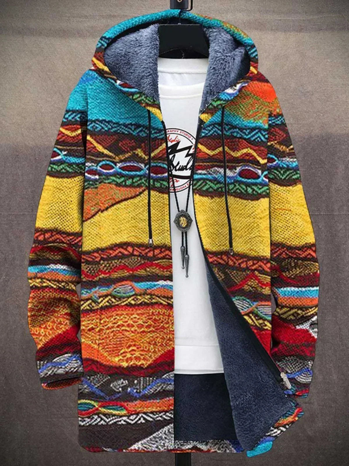 Joyce | Retro Rainbow Pattern Cardigan